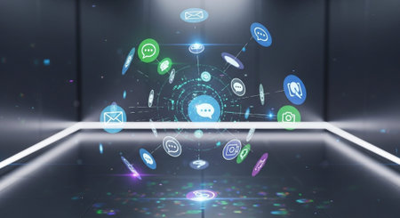 Futuristic Digital Technology Network and Artificial Intelligence Data Communication Background.