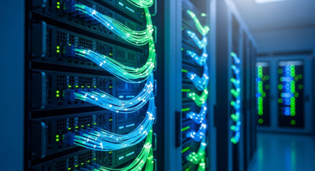 Futuristic Digital Technology Network and Artificial Intelligence Data Communication Background.