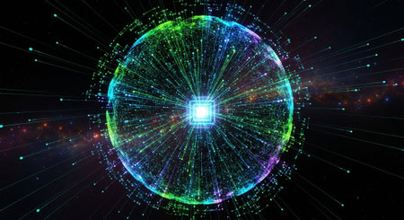 Futuristic Digital Technology Network and Artificial Intelligence Data Communication Background.