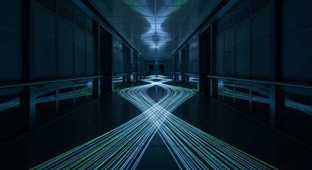 Futuristic Digital Technology Network and Artificial Intelligence Data Communication Background.