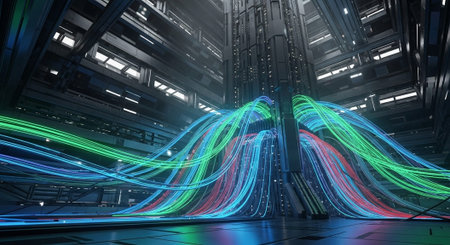 Futuristic Digital Technology Network and Artificial Intelligence Data Communication Background.