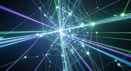 Futuristic Digital Technology Network and Artificial Intelligence Data Communication Background.