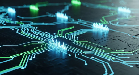 Futuristic Digital Technology Network and Artificial Intelligence Data Communication Background.