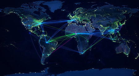 Futuristic Digital Technology Network and Artificial Intelligence Data Communication Background.の写真素材