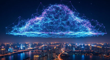 Futuristic Digital Technology Network and Artificial Intelligence Data Communication Background.