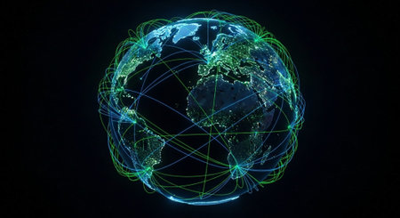 Futuristic Digital Technology Network and Artificial Intelligence Data Communication Background.