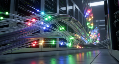 Futuristic Digital Technology Network and Artificial Intelligence Data Communication Background.