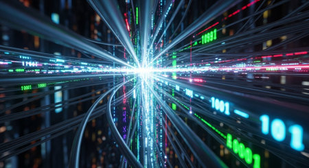 Futuristic Digital Technology Network and Artificial Intelligence Data Communication Background.