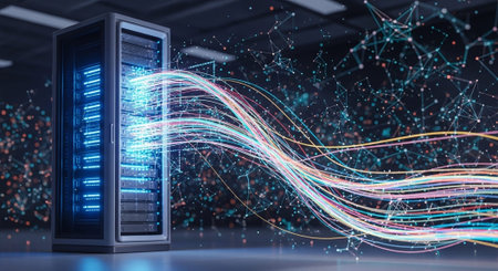 Futuristic Digital Technology Network and Artificial Intelligence Data Communication Background.