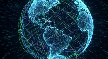 Futuristic Digital Technology Network and Artificial Intelligence Data Communication Background.