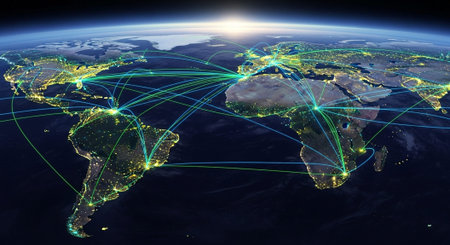 Futuristic Digital Technology Network and Artificial Intelligence Data Communication Background.
