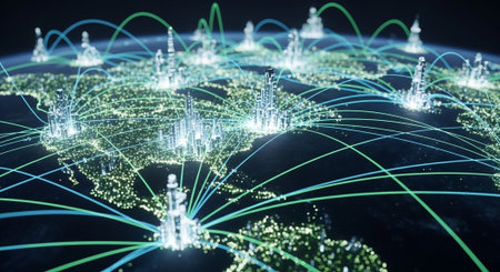 Futuristic Digital Technology Network and Artificial Intelligence Data Communication Background.
