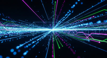 Futuristic Digital Technology Network and Artificial Intelligence Data Communication Background.