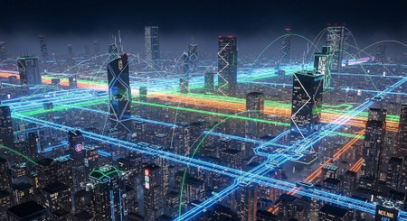 Futuristic Digital Technology Network and Artificial Intelligence Data Communication Background.