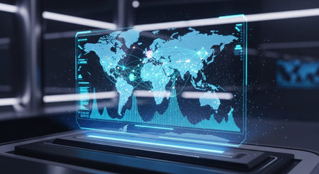 Futuristic Digital Technology Network and Artificial Intelligence Data Communication Background.の写真素材