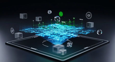Futuristic Digital Technology Network and Artificial Intelligence Data Communication Background.