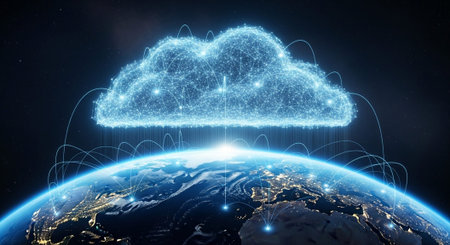 Futuristic Digital Technology Network and Artificial Intelligence Data Communication Background.