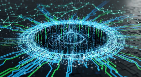 Futuristic Digital Technology Network and Artificial Intelligence Data Communication Background.の写真素材