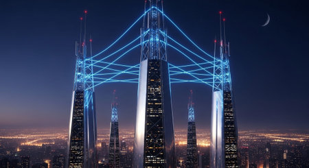 Futuristic Digital Technology Network and Artificial Intelligence Data Communication Background.
