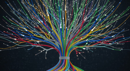 Futuristic Digital Technology Network and Artificial Intelligence Data Communication Background.