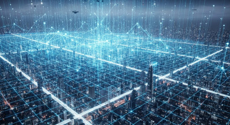 Futuristic Digital Technology Network and Artificial Intelligence Data Communication Background.