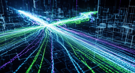 Futuristic Digital Technology Network and Artificial Intelligence Data Communication Background.の写真素材