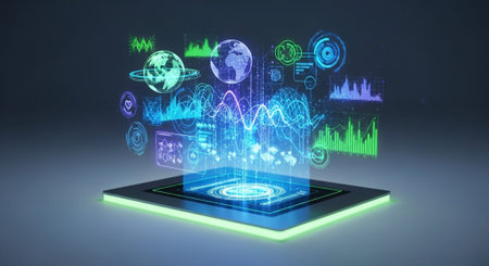 Futuristic Digital Technology Network and Artificial Intelligence Data Communication Background.