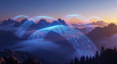 Futuristic Digital Technology Network and Artificial Intelligence Data Communication Background.