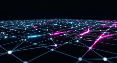 Futuristic Digital Technology Network and Artificial Intelligence Data Communication Background.