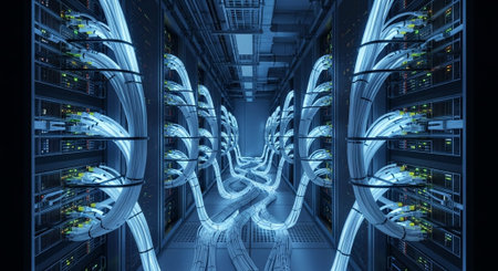 Futuristic Digital Technology Network and Artificial Intelligence Data Communication Background.
