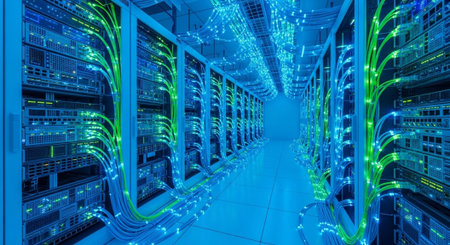 Futuristic Digital Technology Network and Artificial Intelligence Data Communication Background.