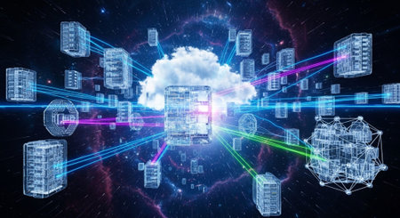 Futuristic Digital Technology Network and Artificial Intelligence Data Communication Background.