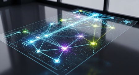 Futuristic Digital Technology Network and Artificial Intelligence Data Communication Background.