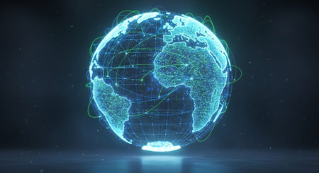 Futuristic Digital Technology Network and Artificial Intelligence Data Communication Background.の写真素材