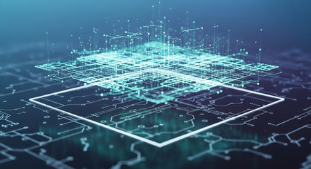 Futuristic Digital Technology Network and Artificial Intelligence Data Communication Background.