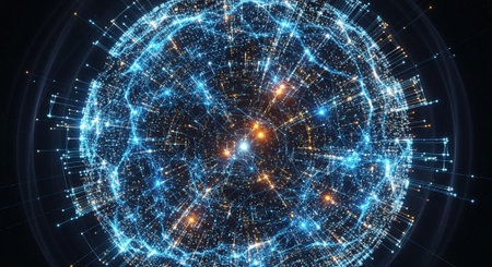 Futuristic Digital Technology Network and Artificial Intelligence Data Communication Background.