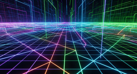 Futuristic Digital Technology Network and Artificial Intelligence Data Communication Background.