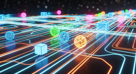 Futuristic Digital Technology Network and Artificial Intelligence Data Communication Background.