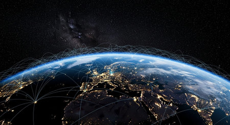 Futuristic Digital Technology Network and Artificial Intelligence Data Communication Background.