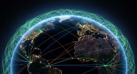 Futuristic Digital Technology Network and Artificial Intelligence Data Communication Background.