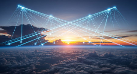 Futuristic Digital Technology Network and Artificial Intelligence Data Communication Background.の写真素材