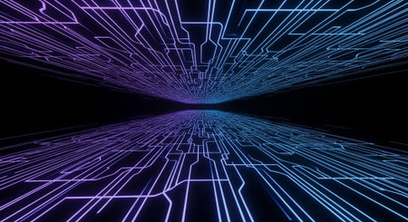 Futuristic Digital Technology Network and Artificial Intelligence Data Communication Background.
