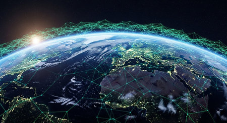 Futuristic Digital Technology Network and Artificial Intelligence Data Communication Background.