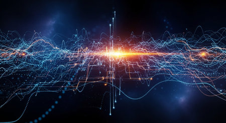 Futuristic Digital Technology Network and Artificial Intelligence Data Communication Background.