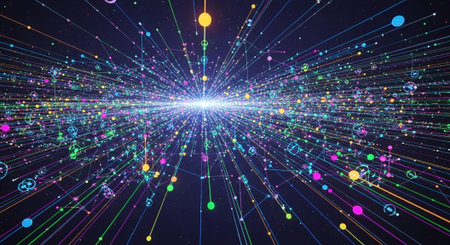 Futuristic Digital Technology Network and Artificial Intelligence Data Communication Background.