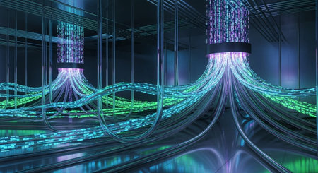 Futuristic Digital Technology Network and Artificial Intelligence Data Communication Background.