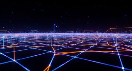 Futuristic Digital Technology Network and Artificial Intelligence Data Communication Background.