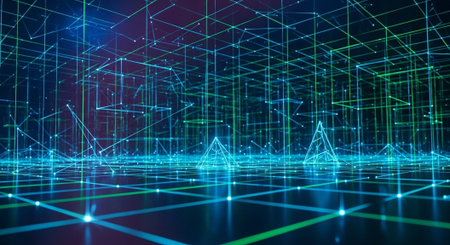 Futuristic Digital Technology Network and Artificial Intelligence Data Communication Background.