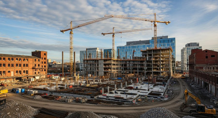 Modern Construction and Infrastructure Development Concept.