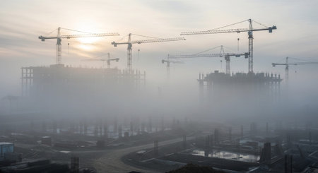 Modern Construction and Infrastructure Development Concept.の写真素材